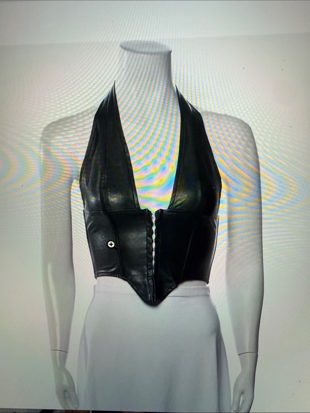 Dark Green Leather Halter Corset Top